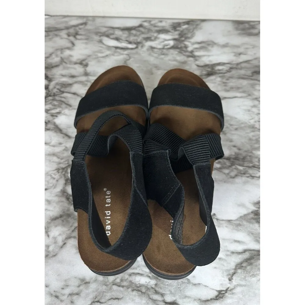 David Tate Womens Size 8 Clear Suede Slingback Wedge Strappy Sandals Shoes - Image 3