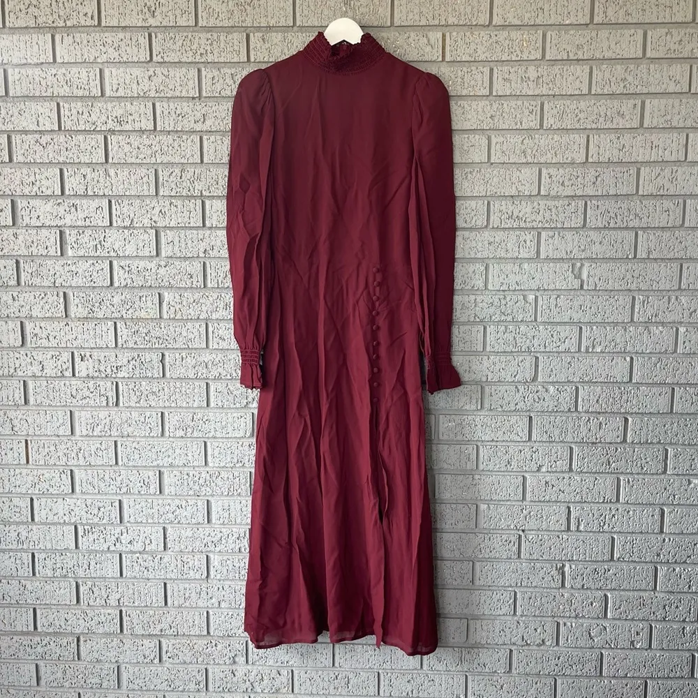 NWT Reformation Stevi Shirred Georgette Midi Dress in Plum Size 4 - Image 3