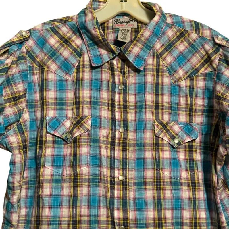 Vintage‎ Wrangler Western Shirt Blue Size XL - Image 2