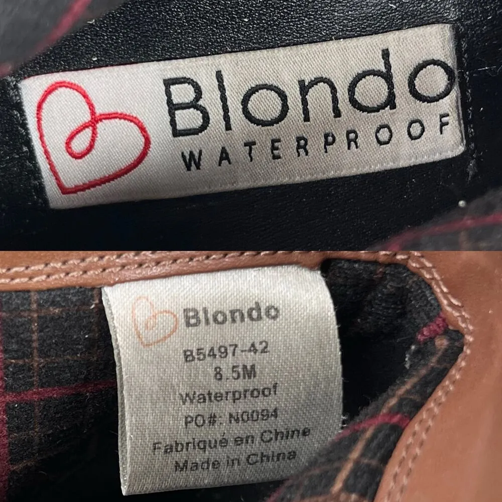 Blondo Waterproof Leather Booties Brown 8.5M Double Zipper - Image 6