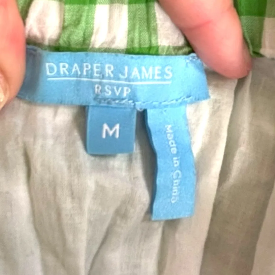 Draper James RSVP Green Gingham Plaid Cotton Midi Dress Ruffle Sleeves Medium - Image 10