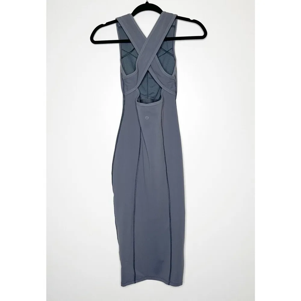Lululemon Picnic Play Midi Dress Criss Cross Back Women's Gray Size 2 - Image 4
