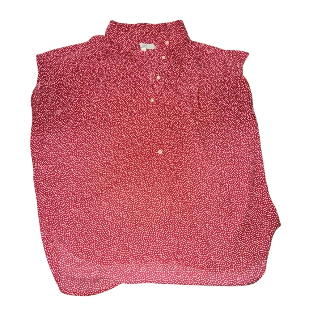 LOFT Crimson and White Geometric Shirt - Image 2