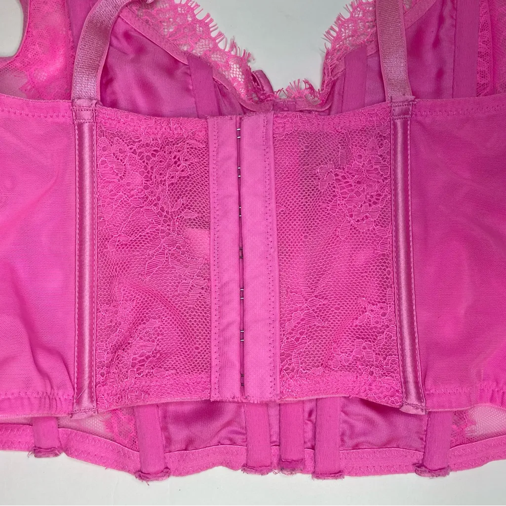 Victoria's Secret Dream Angels Pink Lace Unlined Non Wired Corset Bra Top Size S - Image 6