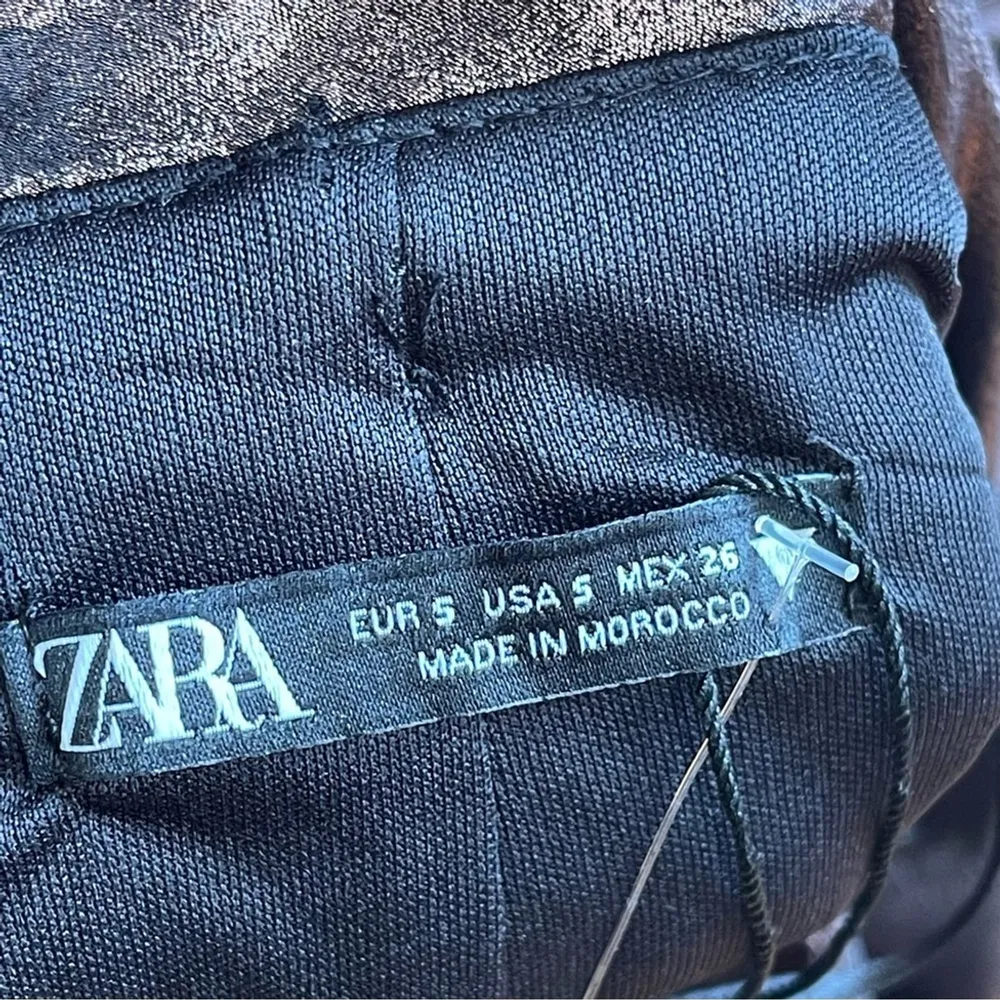 Zara Voluminous 3D Fabric Flower Strapless Metallic Lace Up Back Mini Dress Sz S - Image 10