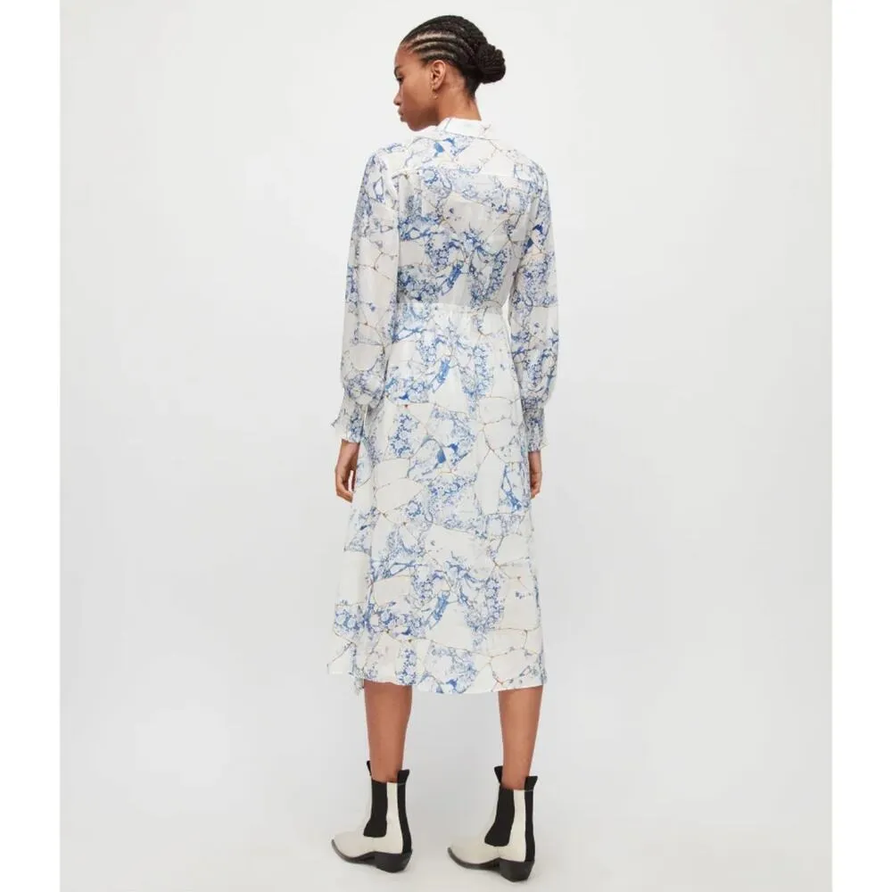 All Saints Skye Buruberu Silk Blend Shirt Dress China Blue 2 NEW $419 - Image 3