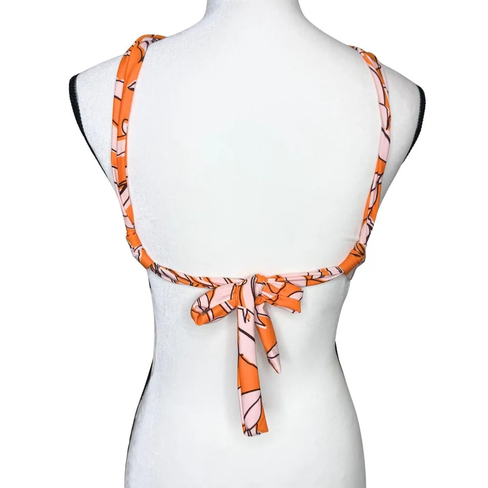 Kona Sol Target Tropical Floral Multiway Bralette Bikini Top Size Small Orange - Image 9