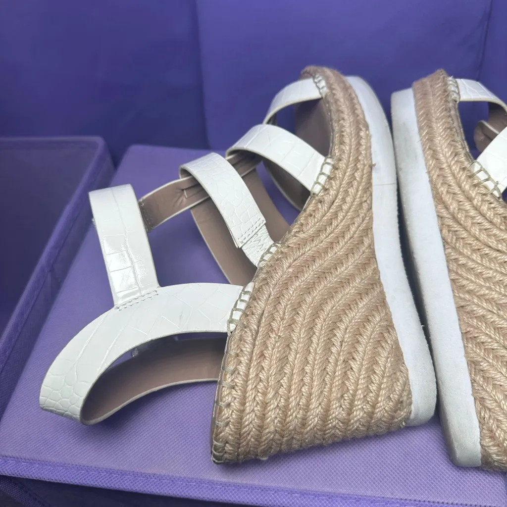 Charles by Charles David White Excess Croc Embossed Platform Wedges Heels 8.5M - Image 10