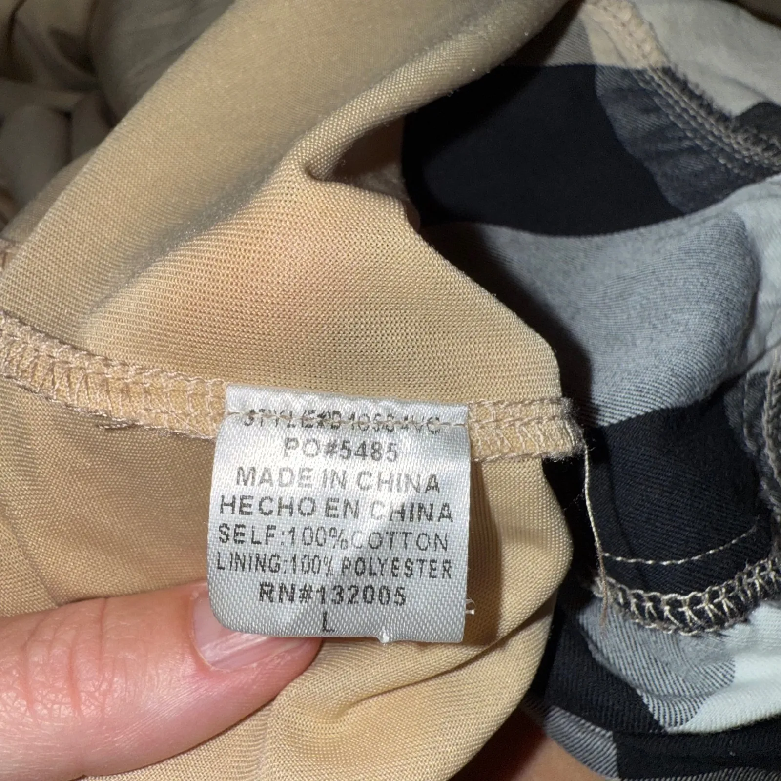 VICI Plaid Button Down Shirt Dress Casual Long Sleeve Beige Women Large Red - Image 6