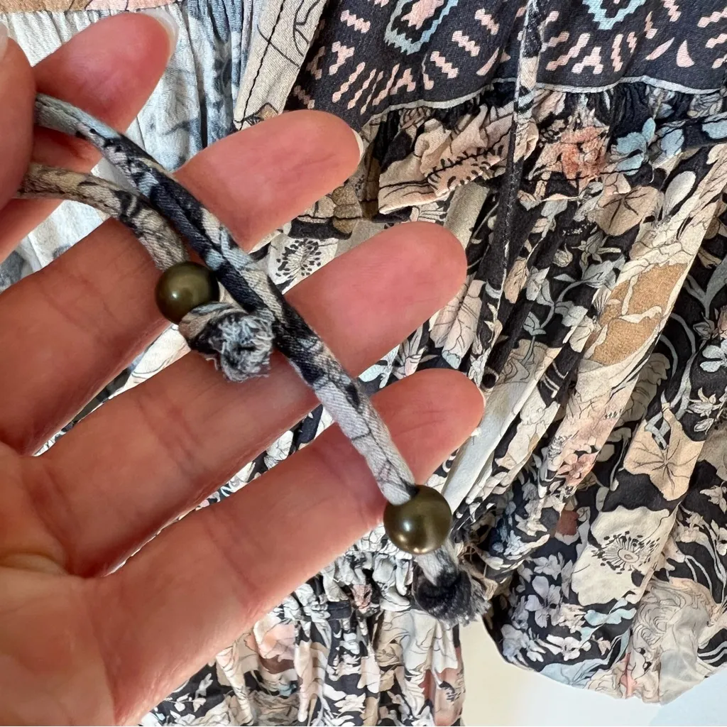 Spell & The Gypsy Collective Amethyst Long Sleeve Mini Dress Sz Small Tan - Image 6