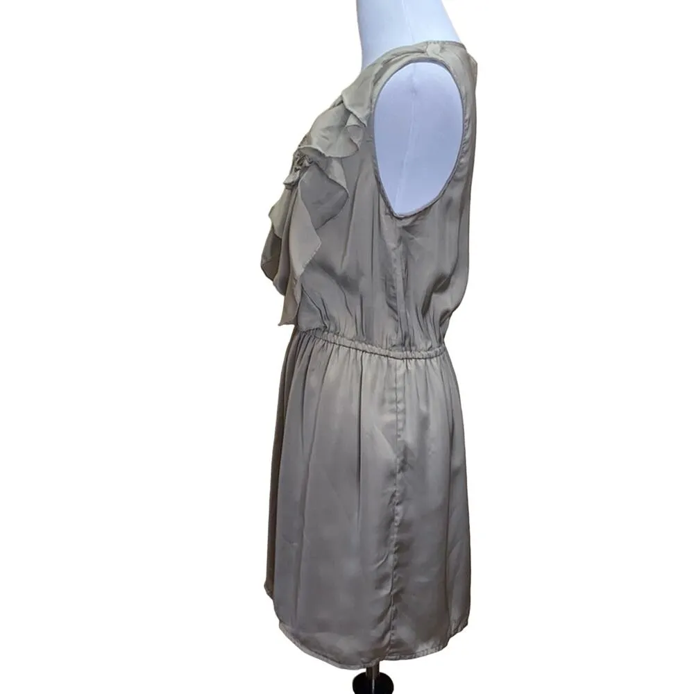Lucy & Co. Ruffle Sleeveless Dress Small Tan - Image 3