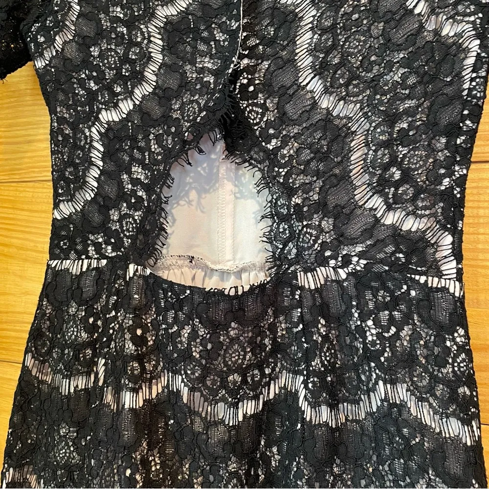 Dolce Vita Black Eyelash Lace Cutout Mini Dress Extra Small Size XS - Image 6