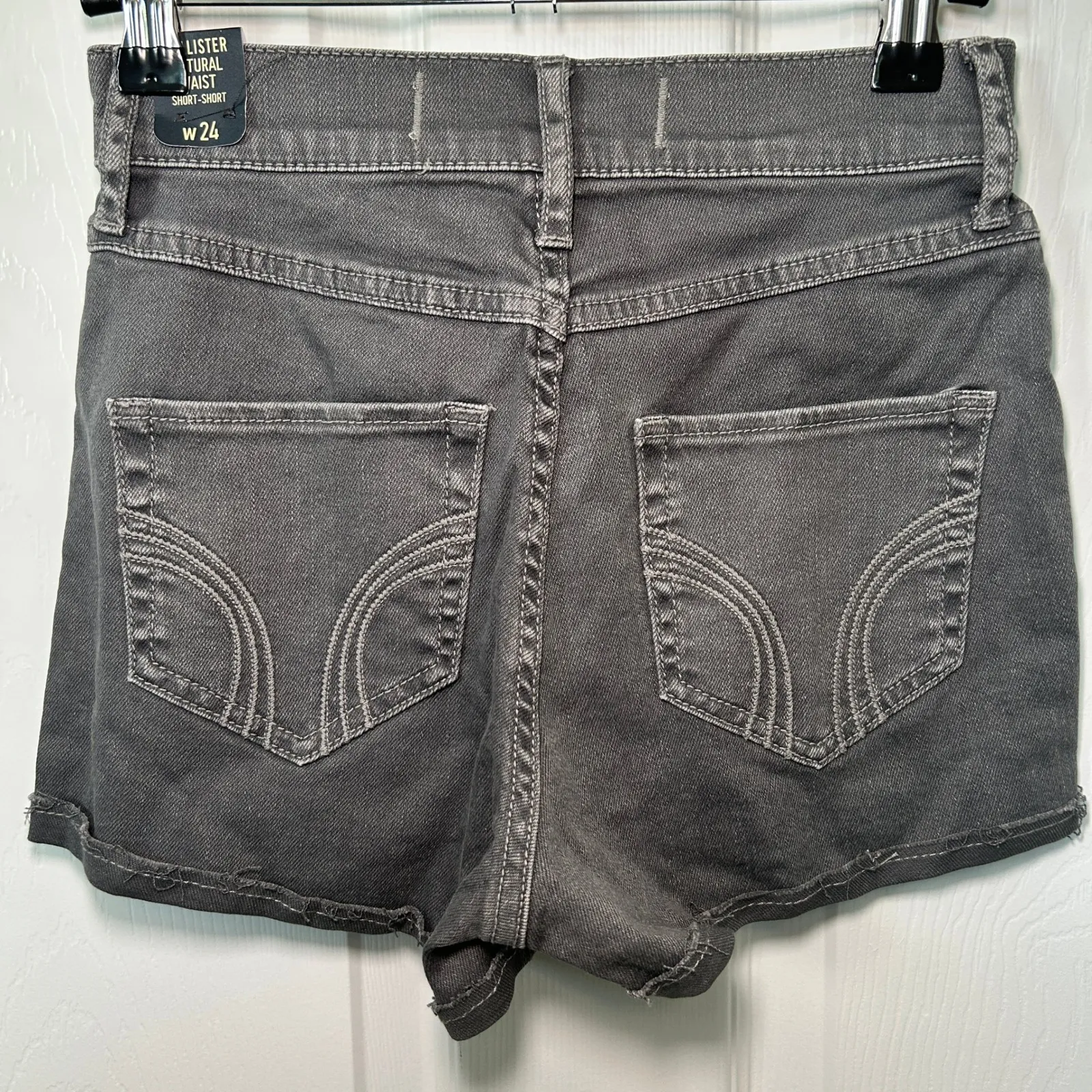 Hollister Denim Shorts High Rise Gray Wash Casual Everyday Size 24 Size‎ 0 - Image 2