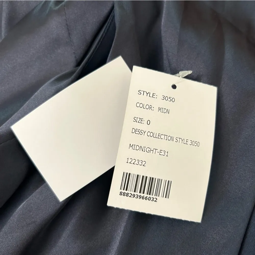 NWT Dessy Collection Cap Sleeve Blouson Faux Wrap Maxi Dress Midnight Navy Blue Size 0 - Image 7