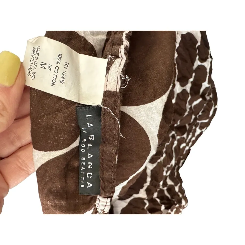 LA BLANCA By Rod Beattie Brown Polka Dot Cap Sleeve Swim Cover Up Dress Medium - Image 9