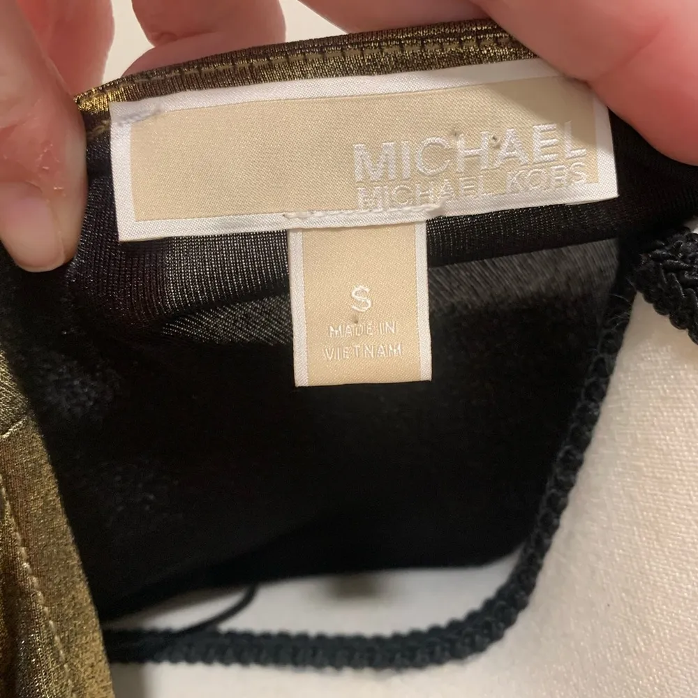 Michael Kors | gold metallic long sleeve dress - Image 6