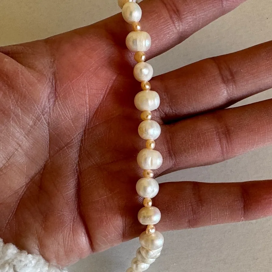 Vintage freshwater pearl necklace baroque pearls hand knotted rustic minimalist - Image 4