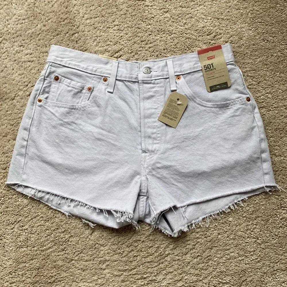 Levi’s 501‎ Shorts High Rise Cutoffs Denim 100% Cotton Washed Lilac Size 30 - Image 4