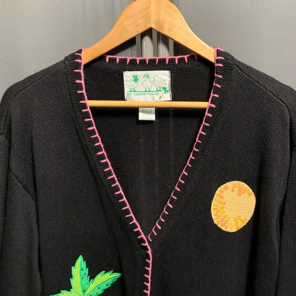 BB-Women's Vintage VTG The Quacker Factory Flamingo and sequins Cardigan, 1X - Image 4