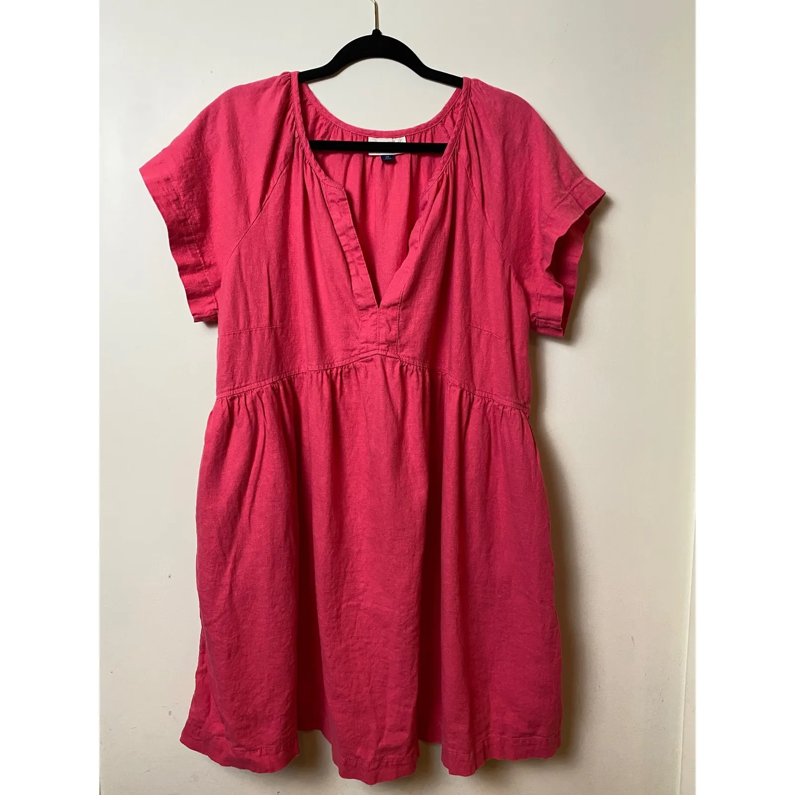 Universal Thread Pink Linen Blend V Neck Babydoll Dress XXL Casual Short Sleeve - Image 2