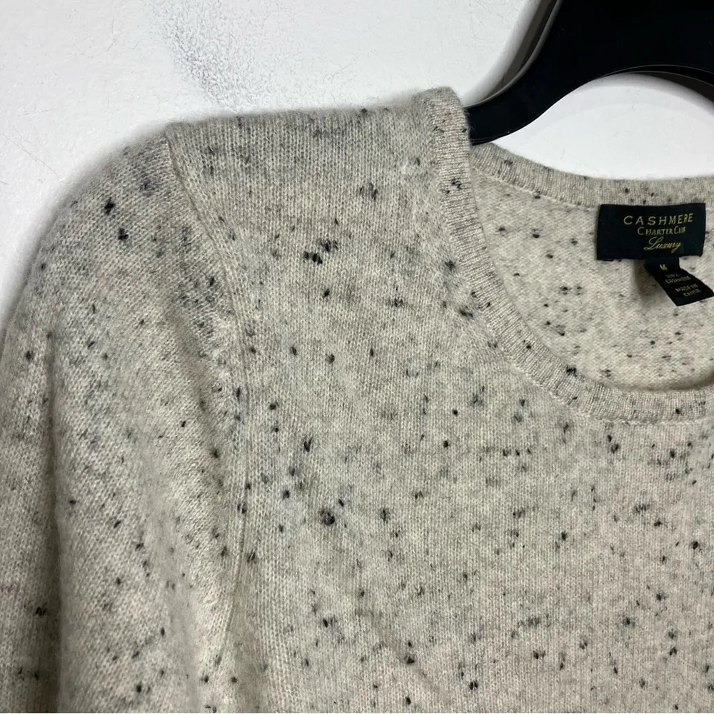 Charter Club cashmere luxury crewneck sweater gray speckled women’s size‎ medium - Image 3