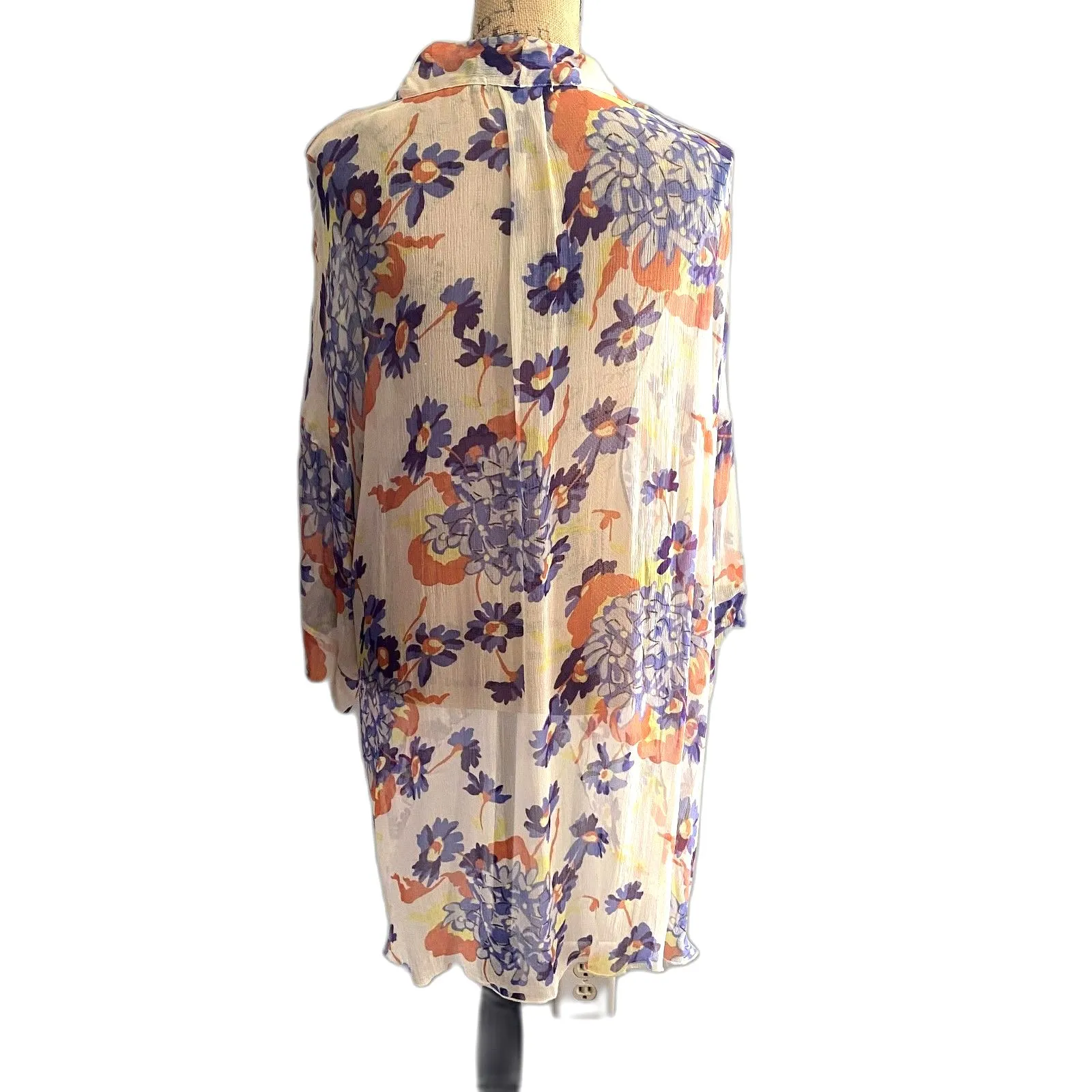Michael Stars Sheer Floral Kimono Flowy Rayon Summer Lightweight One Size - Image 5