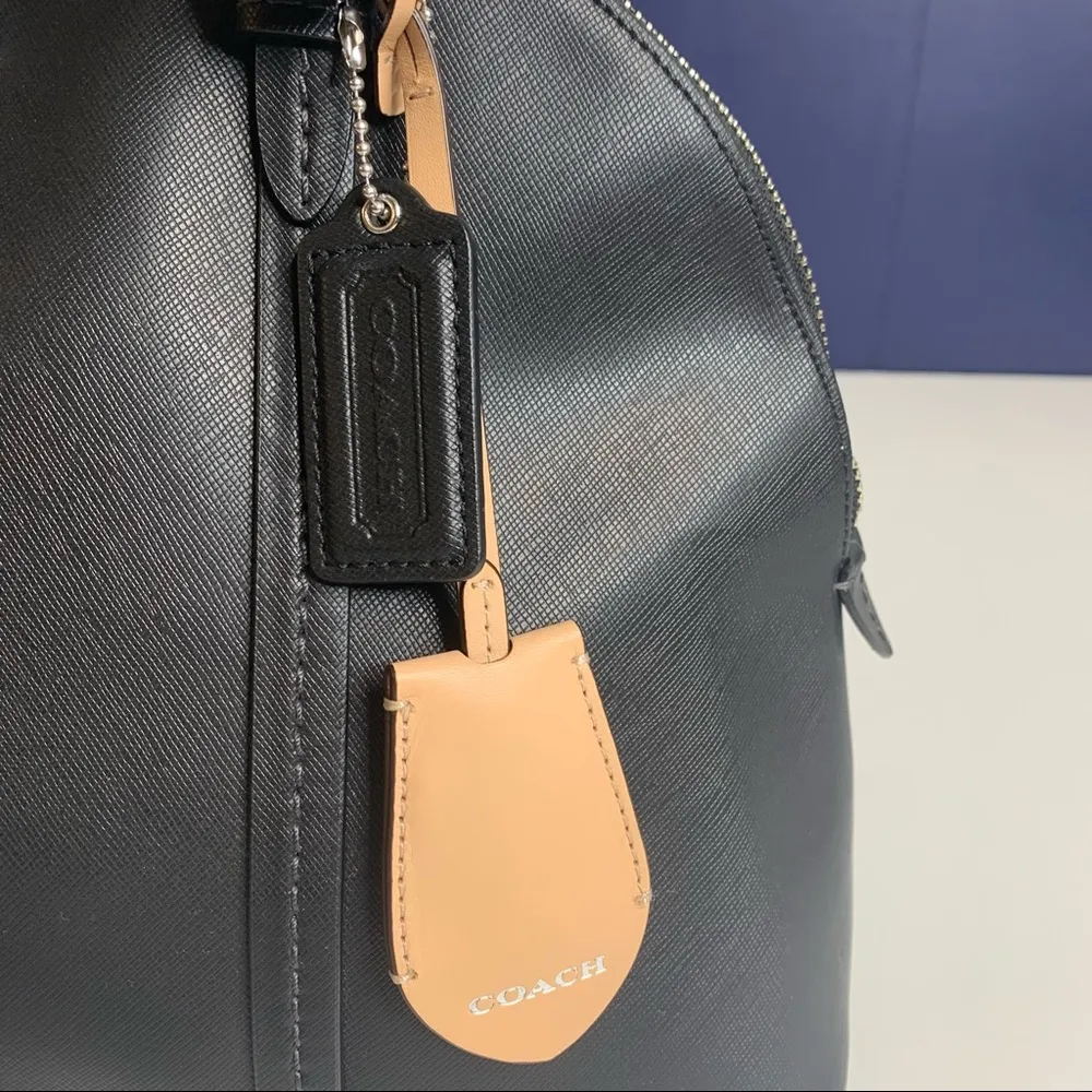 Coach Cora Peyton Black Saffiano Leather Domed Satchel - Image 6