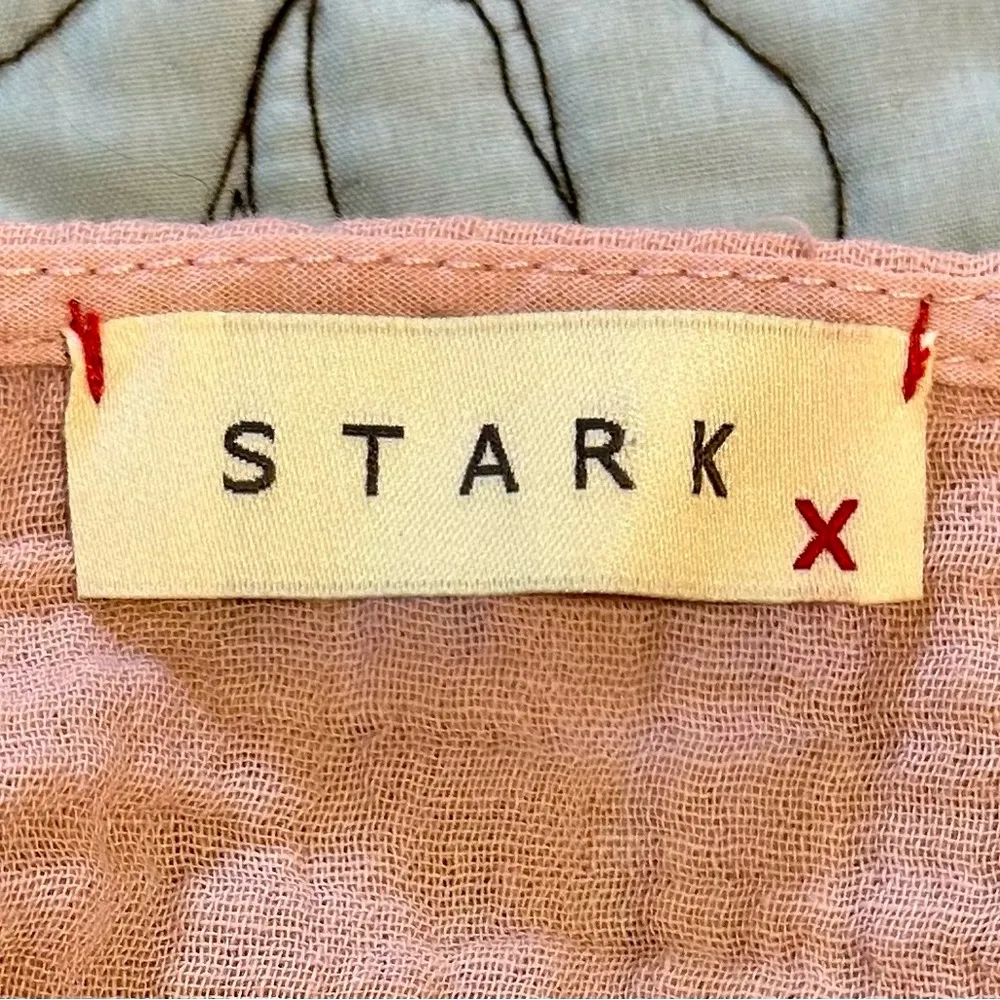 STARK X Hand in Pocket Front Tie Ruffle Cotton Gauze Romper w/ Pockets Sz M Size M - Image 8