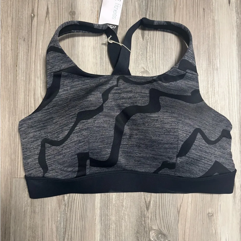 NWT size Large fits 38B/38C Supportive Padding, Grey and black sports bra - Image 3