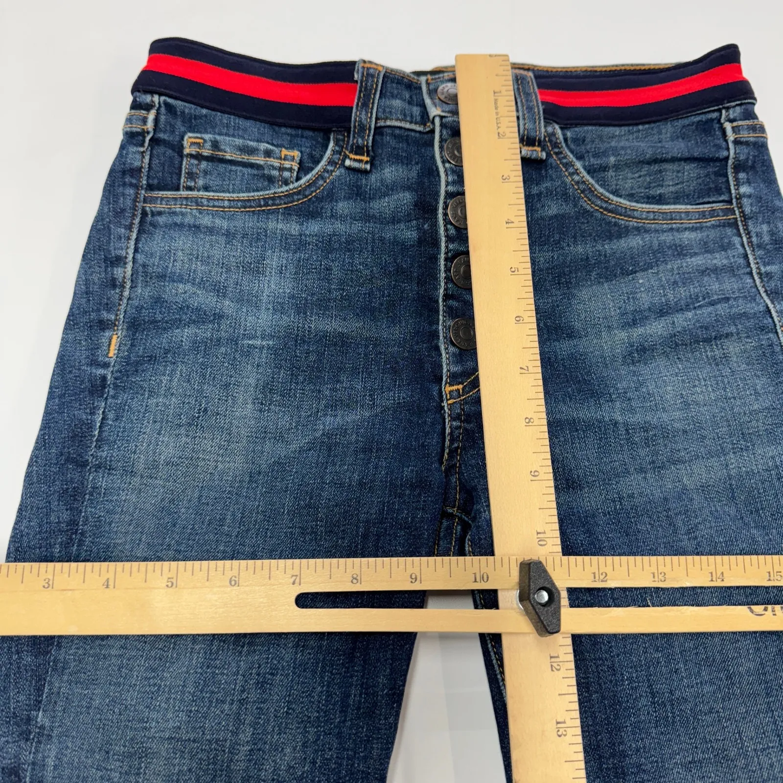 Veronica Beard Jeans Womens Size 24 Blue Carolyn Baby Boot Tidal Wash Button Fly - Image 9