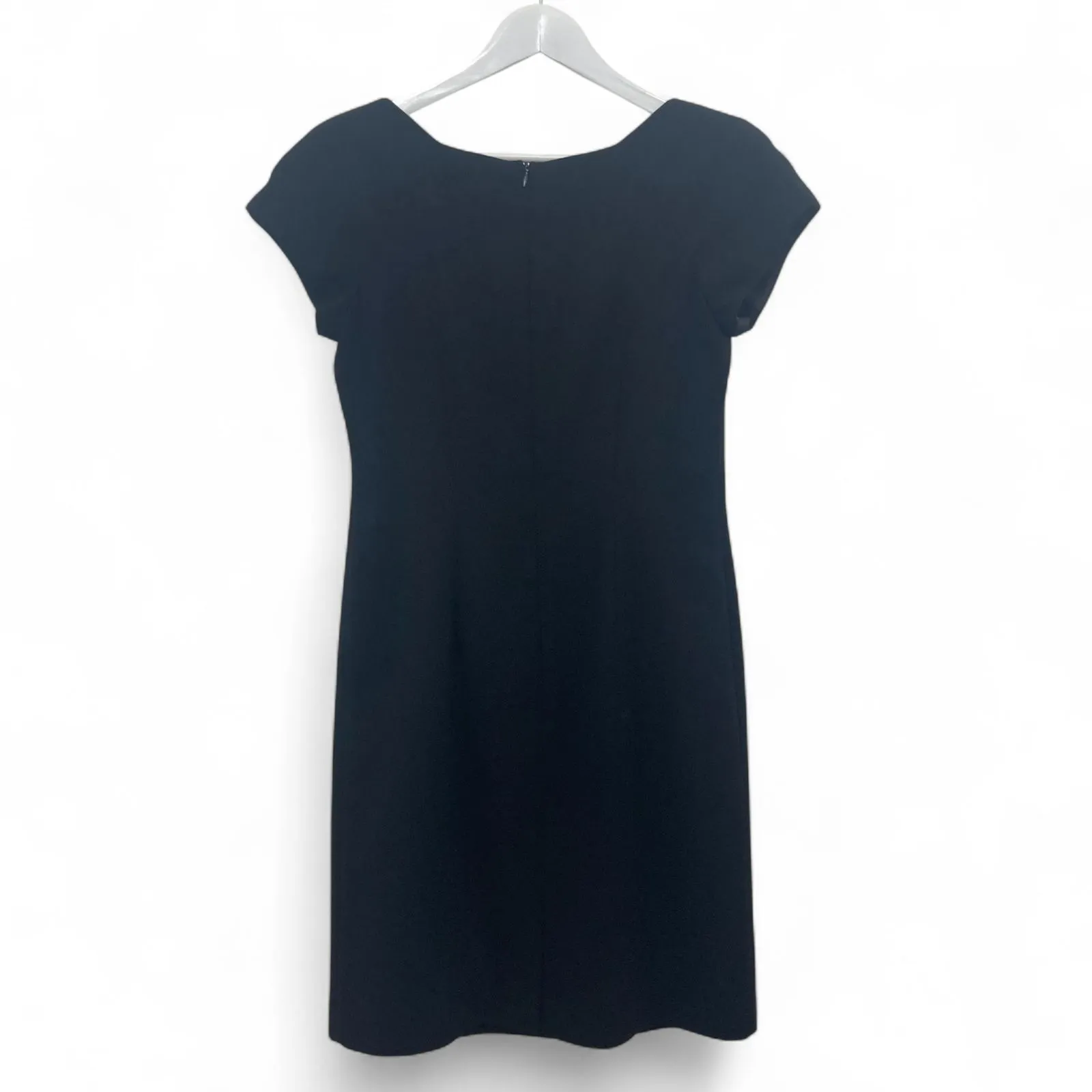 Virgo Black Sheath Dress 6 Petite Scalloped Sweetheart Neck Party Elegant Size 6P - Image 3