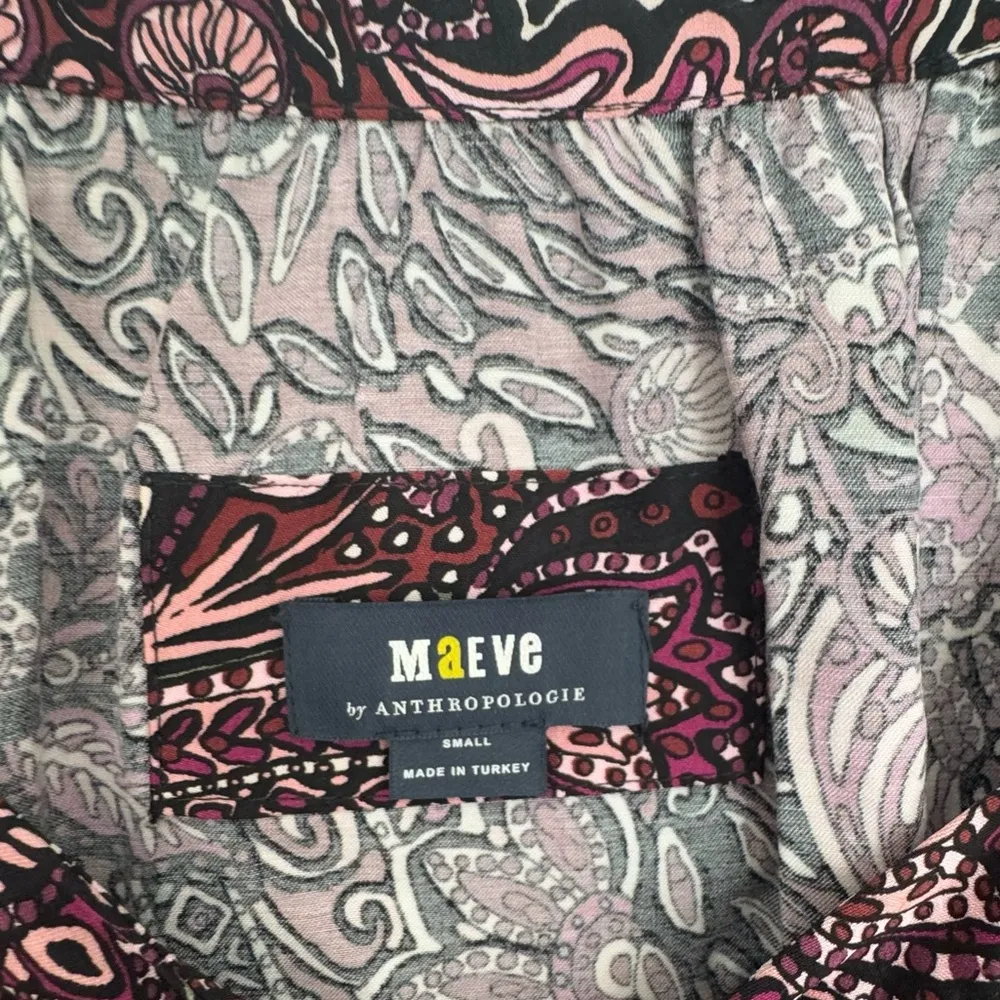 Anthropologie Maeve Lisabetta Maxi Dress Paisley Print Purple Wine Size S - Image 7