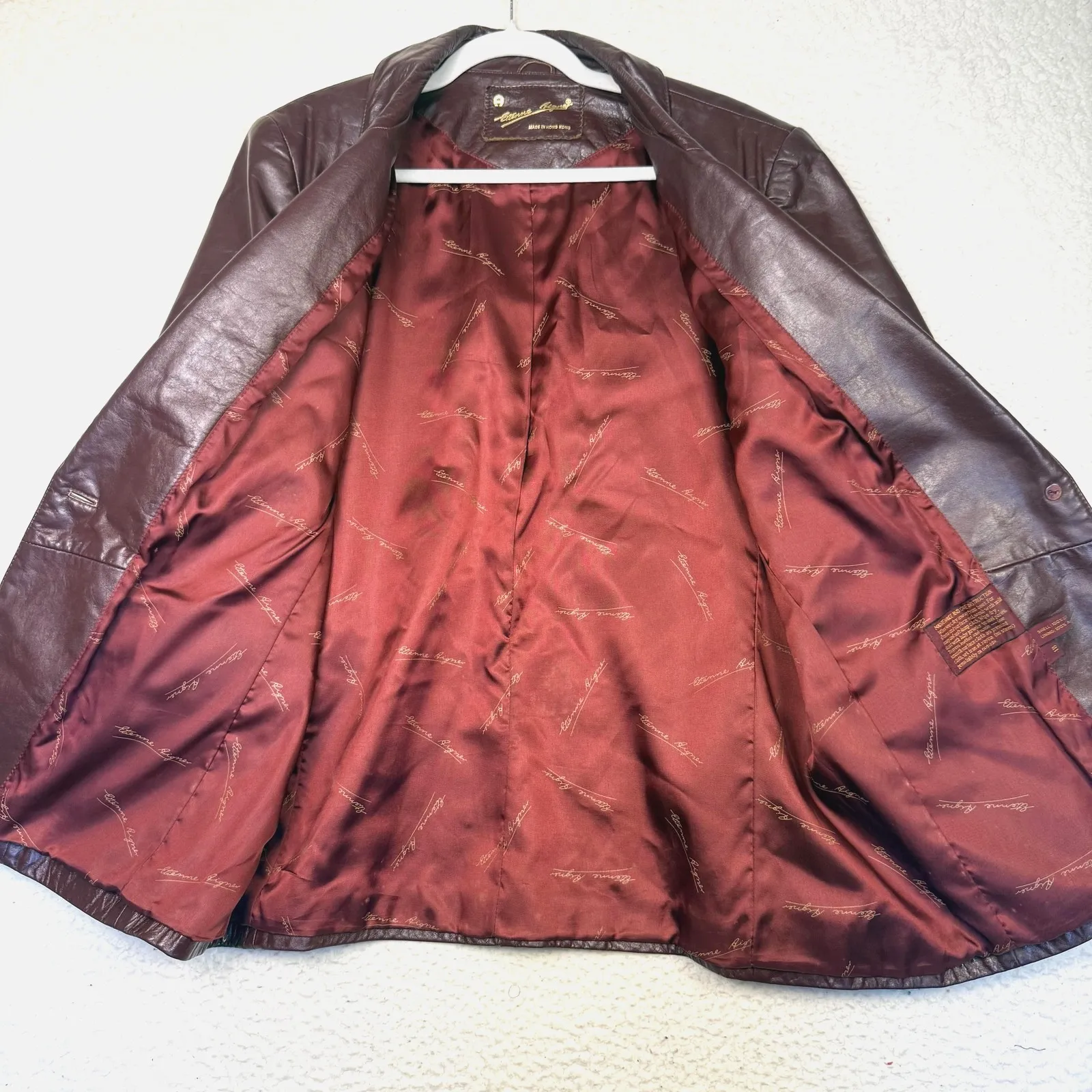 Vintage Etienne Aigner Leather Blazer Jacket Womens 18 Oxblood Business Casual - Image 3