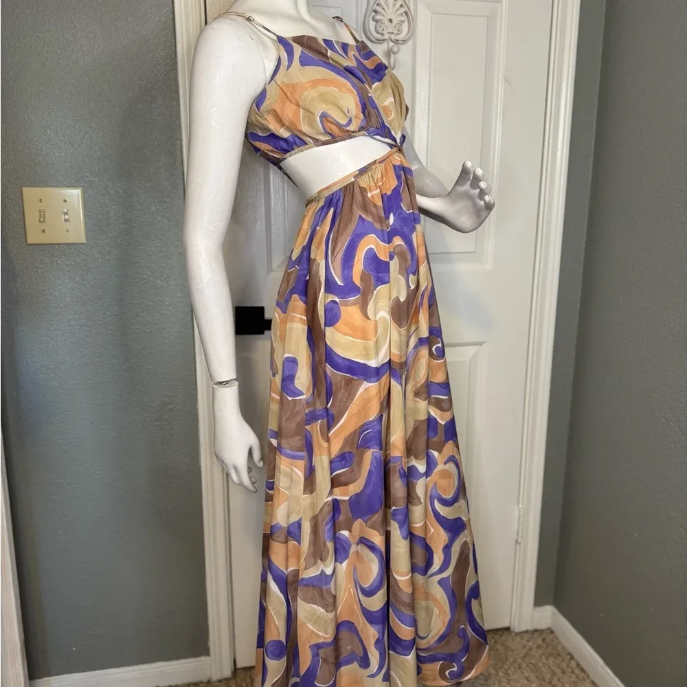 ASTR Sanger Dress In Purple Peach Swirl Features Size Medium.  #115 - Image 5
