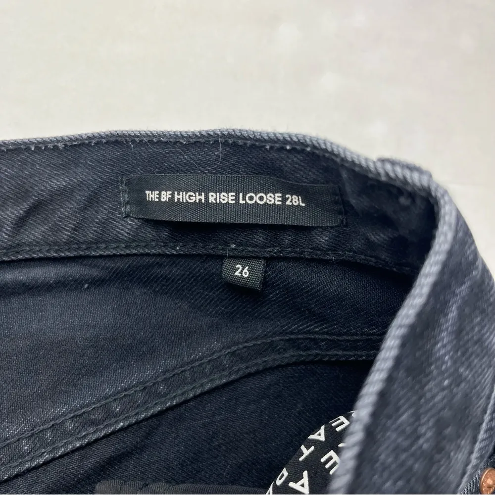 Aritzia Denim Forum The BF High Rise Loose 28L SZ 26 Black Denim Jean Button Fly - Image 7