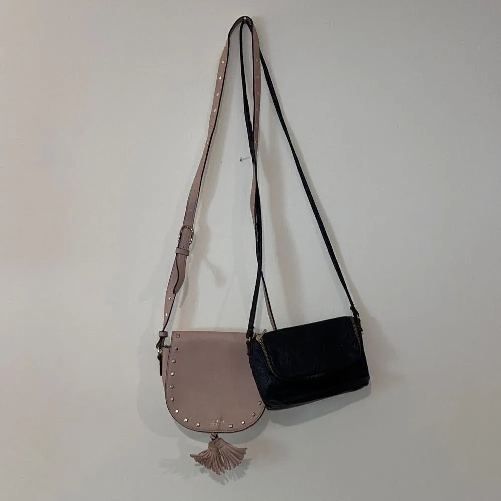 PINK AND H&M Womens Crossbody Bag Purse Shoulder 2 Pc Bundle Black Pink Small‎ - Image 4