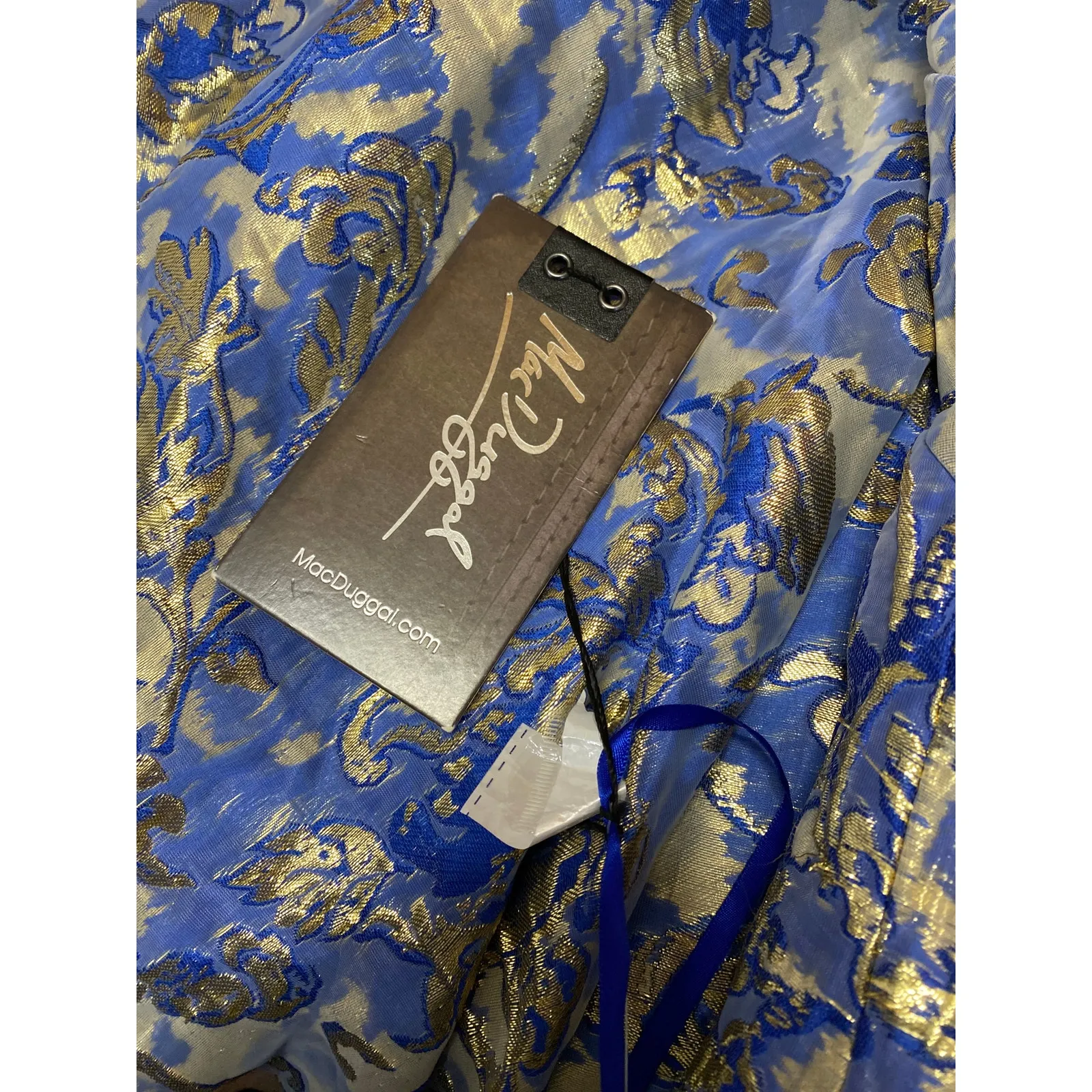 NEW Mac Duggal Metallic Floral Jacquard Bandeau Tube Maxi Mermaid Gown Dress 0 - Image 4