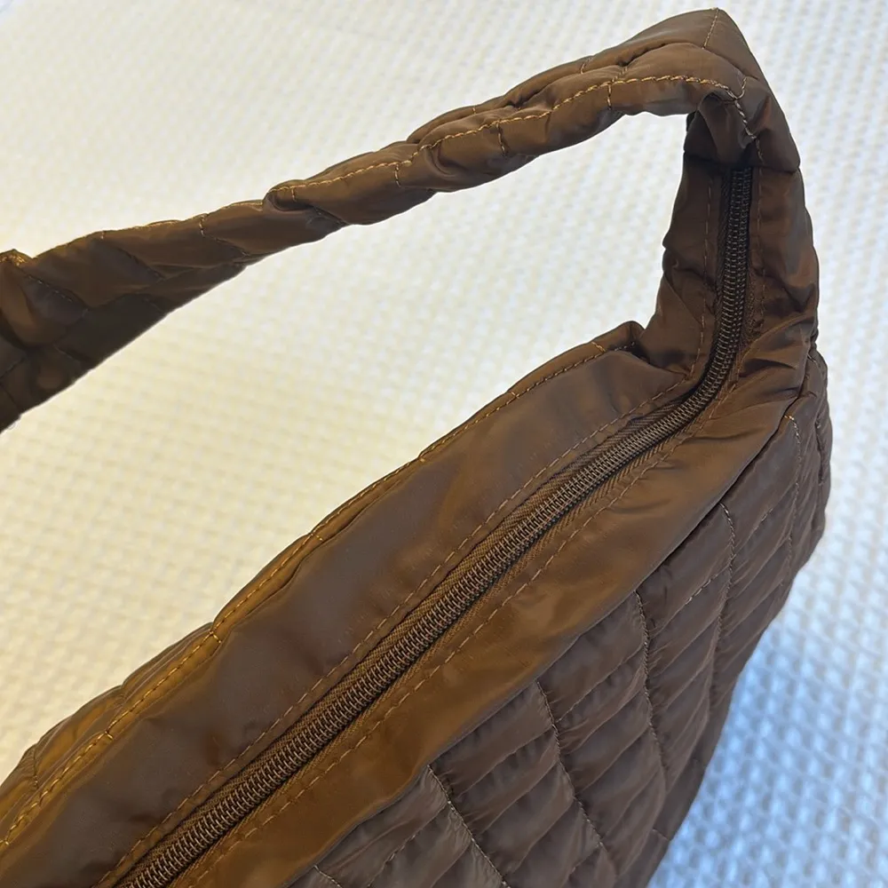 NEW! Brown Quilted Tote Bag Lightweight Nylon Oversized Active Boho Streetwear - Image 8