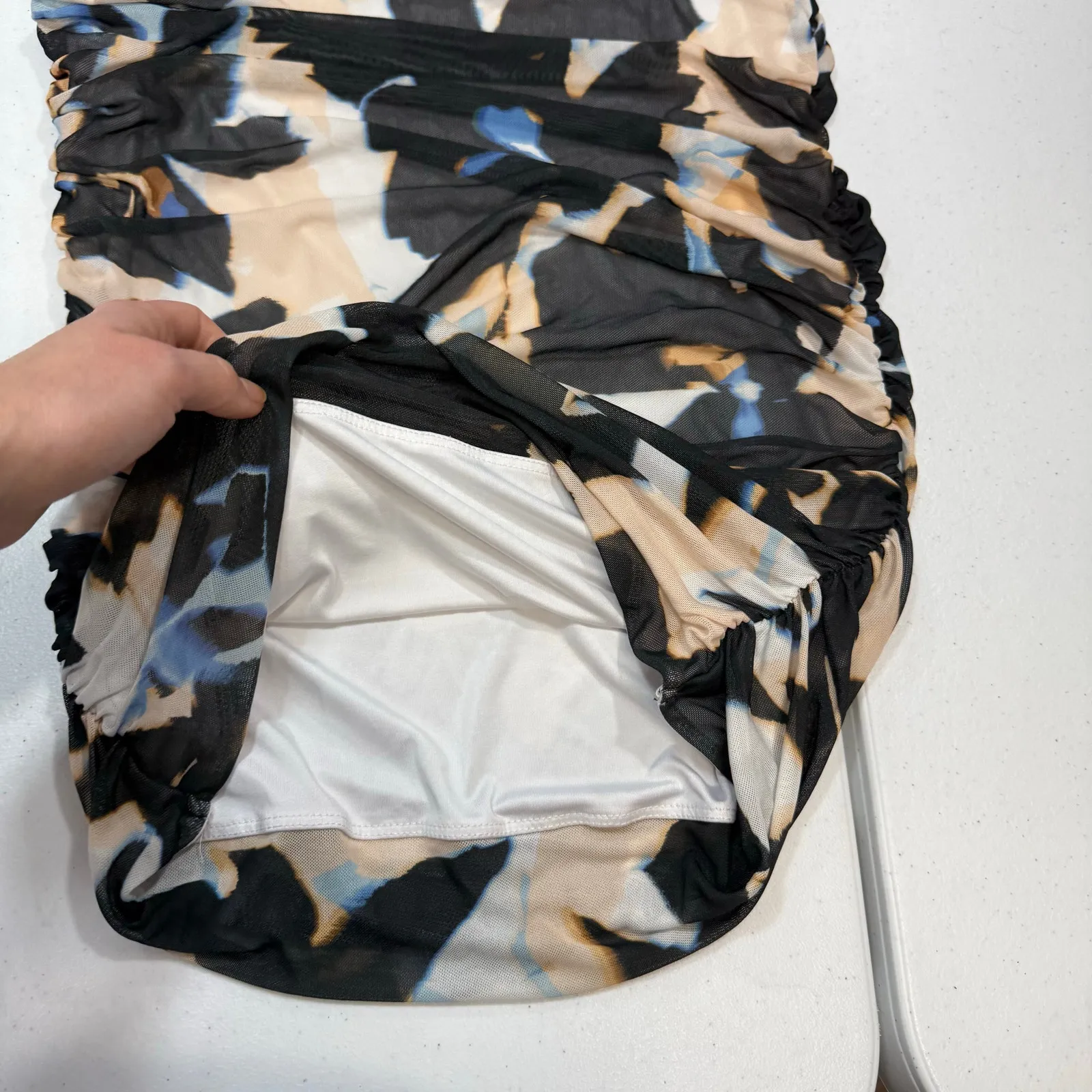 AFRM Belmont Ruched Bodycon Dress Large Black - Image 4