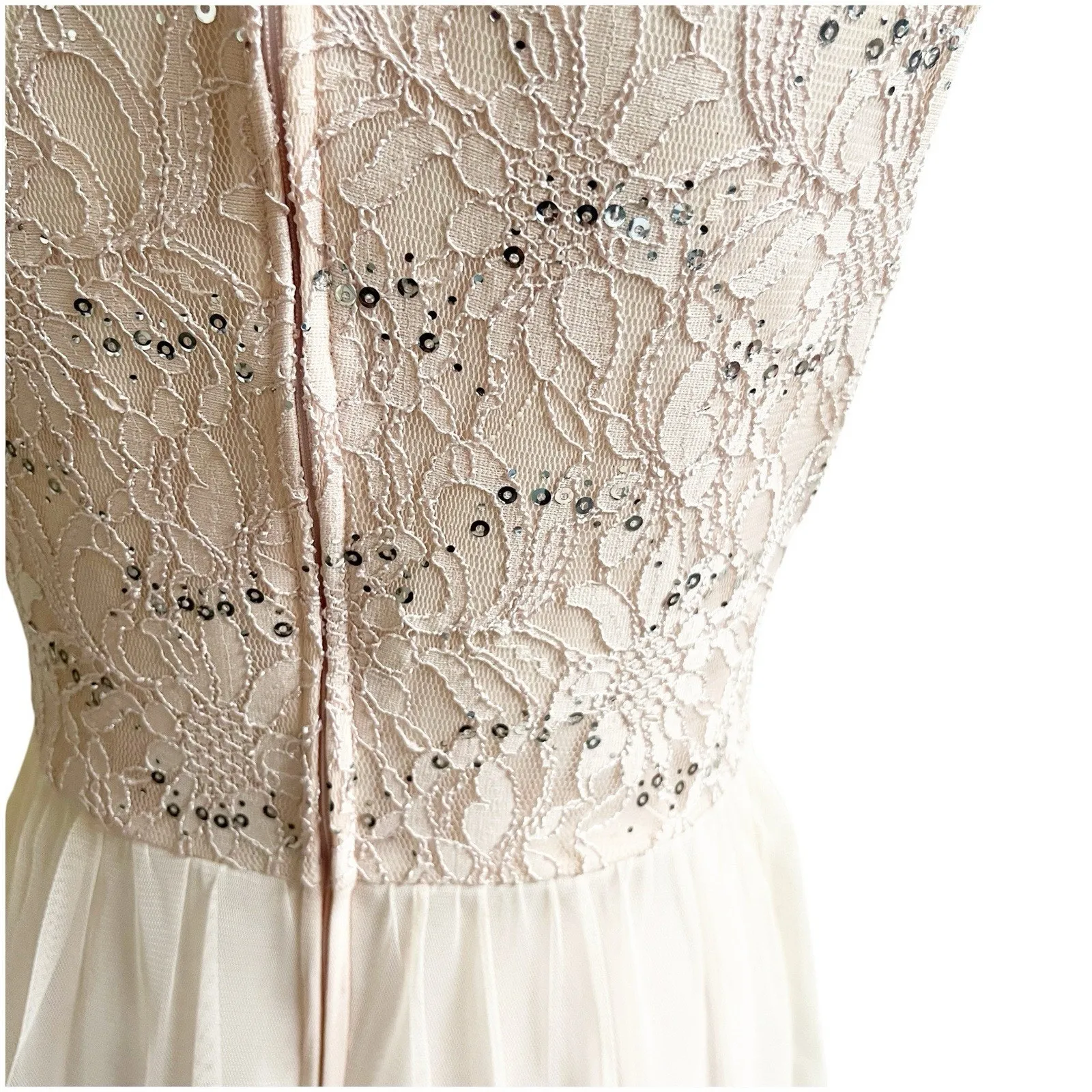 Speechless Juniors Mini Dress Tulle Skirt Sequin Bodice Size 13 Light Pink Fairy - Image 4