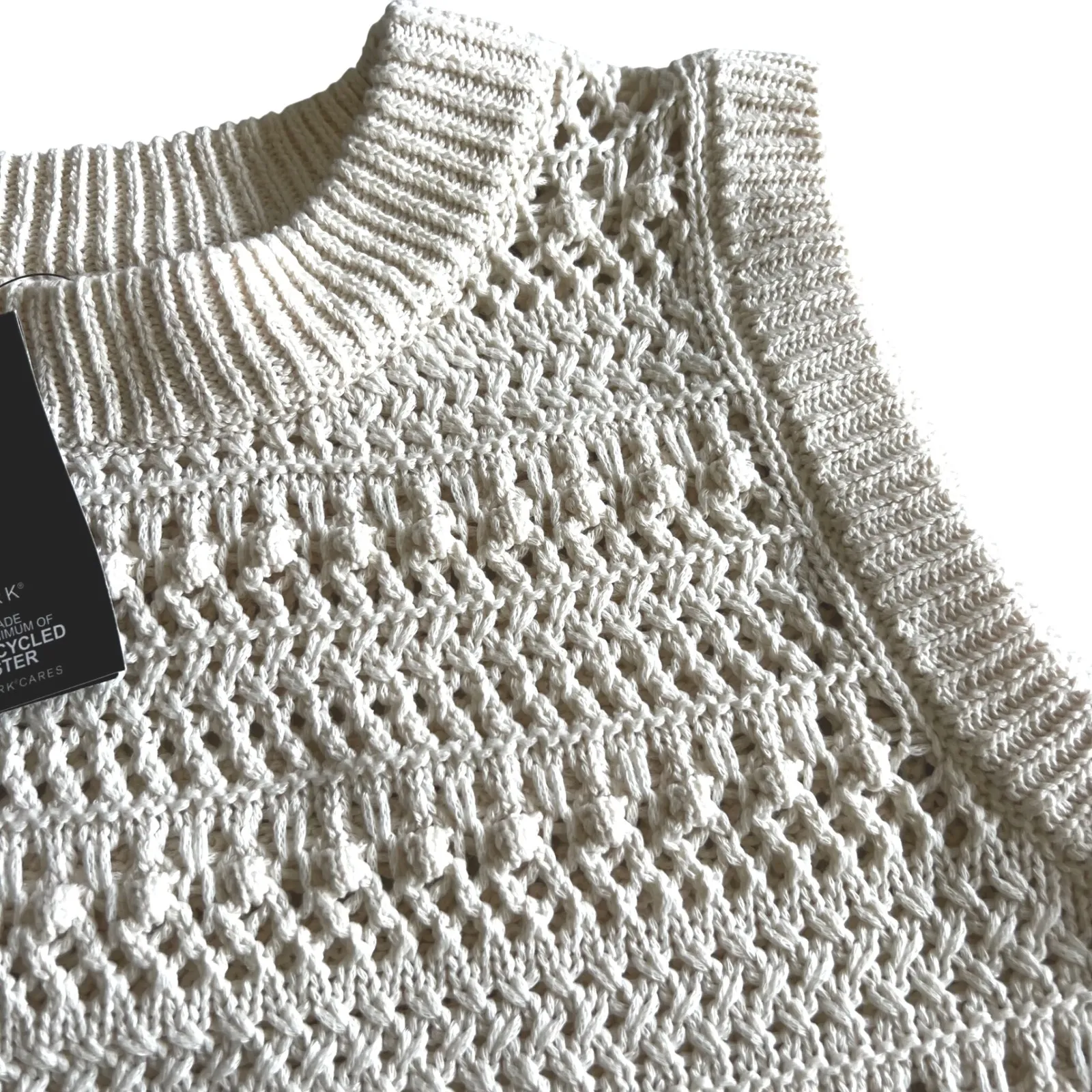 NWT Rita Ora Primark Knit Crochet‎ Sleeveless Tank Top Vest Cream Beige Medium Tan - Image 3