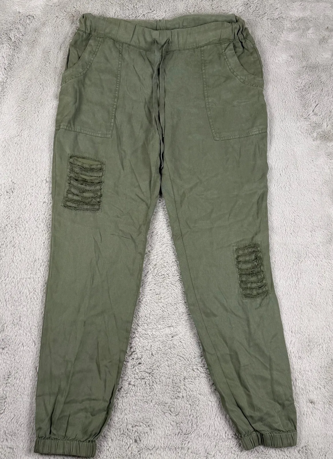 NWT On the Road Distressed Joggers Olive Green Casual Pants Comfy Size M - Image 1