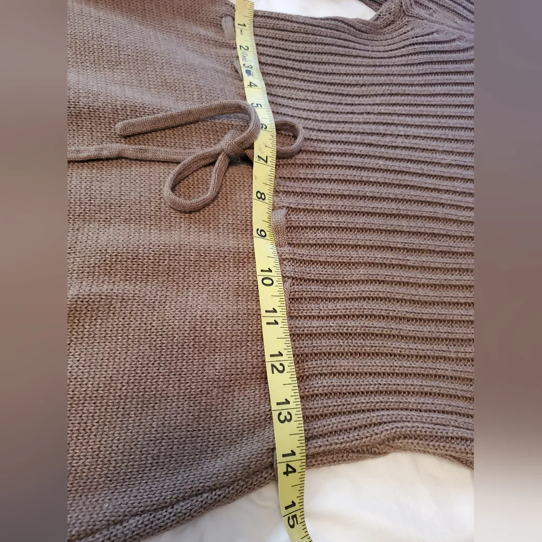 Calvin Klein Brown Ribbed Cowl Neck Sweater Midi Dress Size:Small - Image 9