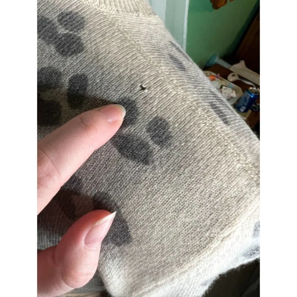 Cashmere les copains sweater leopard tiger print mock neck Gold Size M - Image 6