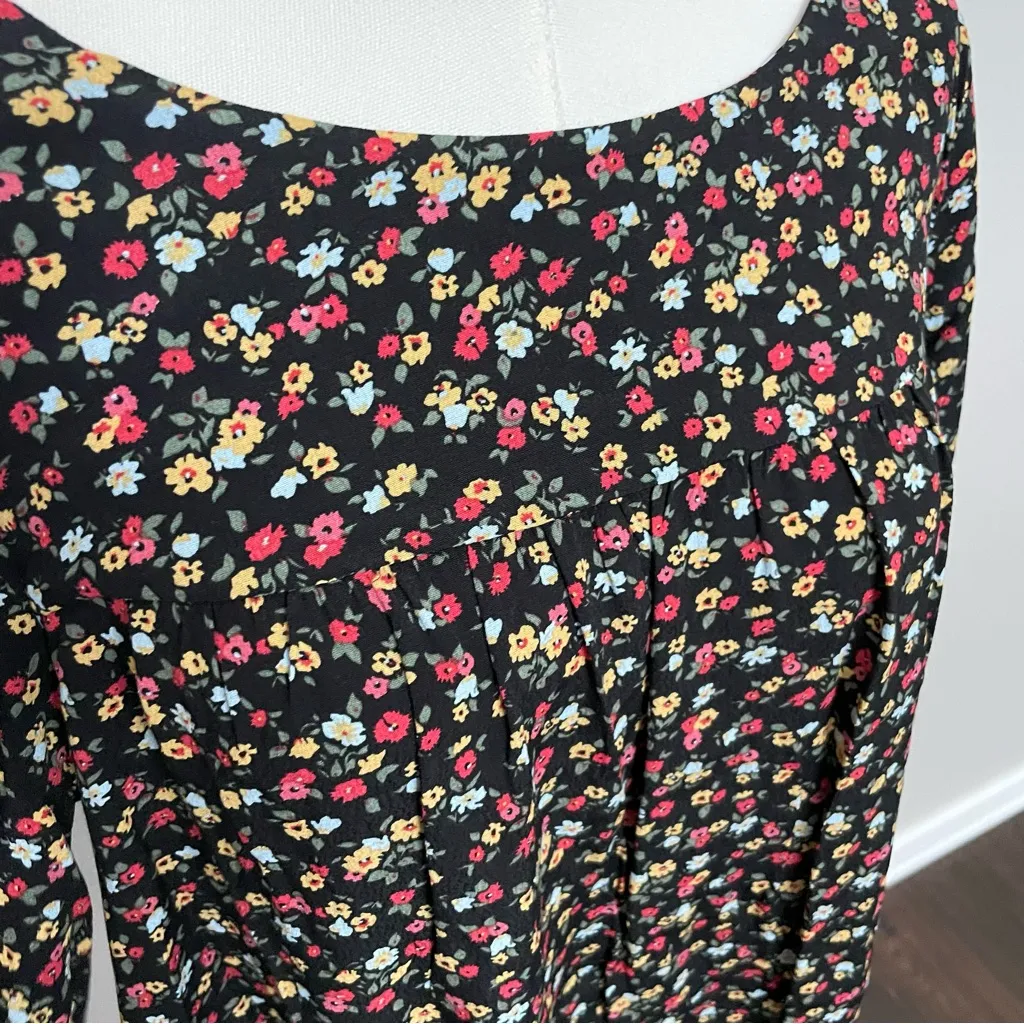 The Nines by Hatch Dress Floral Long Sleeve Maternity Black Mustard Yellow Red Size L - Image 3