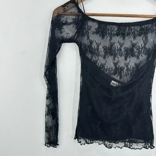 Elodie Sheer Black Floral Lace Long Sleeve Top XS Date Night Girls Night Out NWT - Image 4