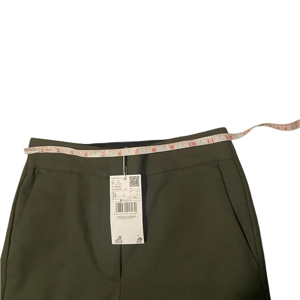 Mango Mid rise skinny olive green trouser dress pants - Image 4