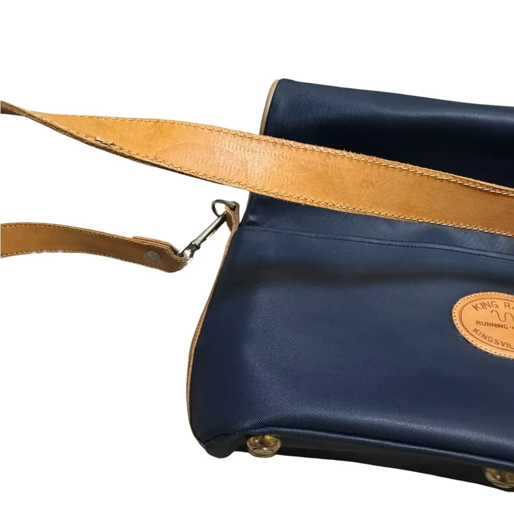 Vintage King Ranch Purse Navy and Tan with customization of initials Blue - Image 7