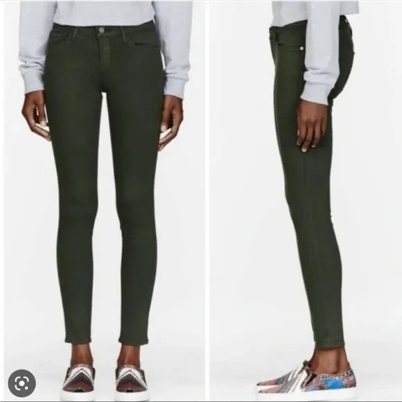 Frame Denim Los Angeles Le High skinny in olive/army green FOREST - Image 2