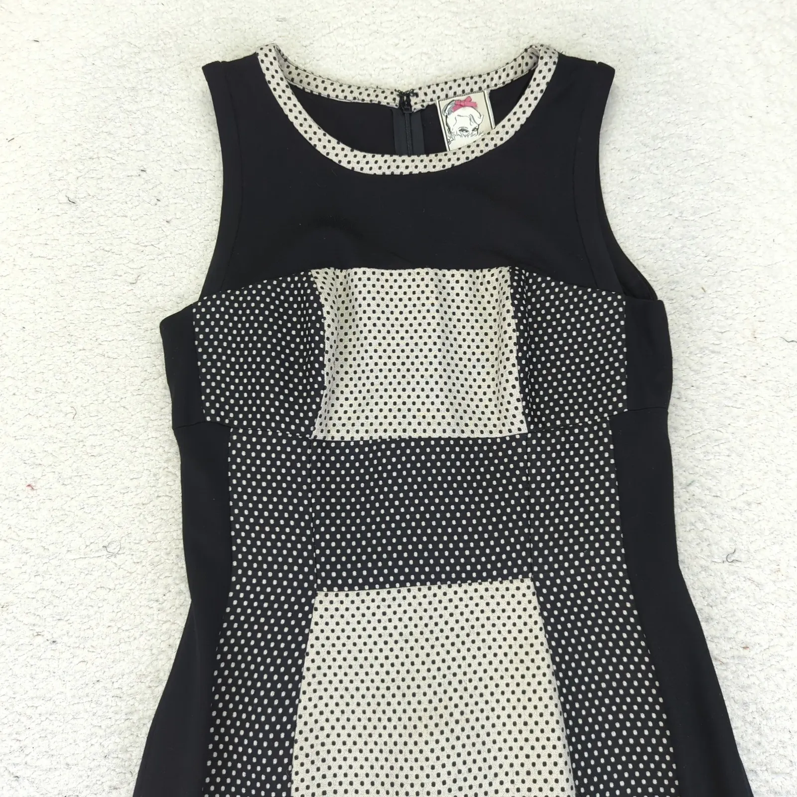 Yoana Baraschi Black White Polka Dot Sleeveless Dress Size 0 Fitted Career - Image 3